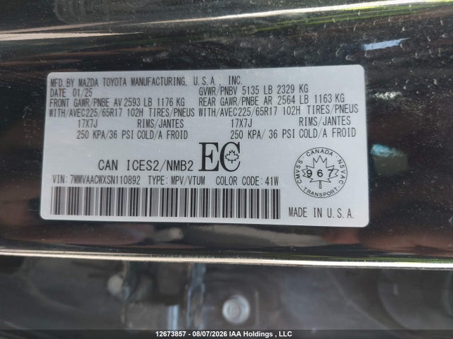 Aukcja sprzedaży 2025 Mazda Cx-50 Gs-l, vin: 7MMVAACWXSN110892, numer aukcji: 12673857