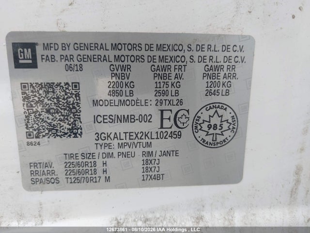 Продаж на аукціоні авто 2019 Gmc Terrain Sle, vin: 3GKALTEX2KL102459, номер лоту: 12673861