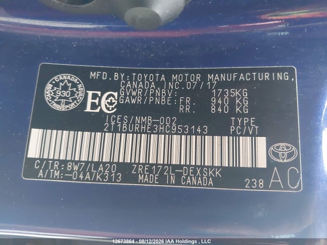 Toyota COROLLA SE 2017 2T1BURHE3HC953143 Image 20