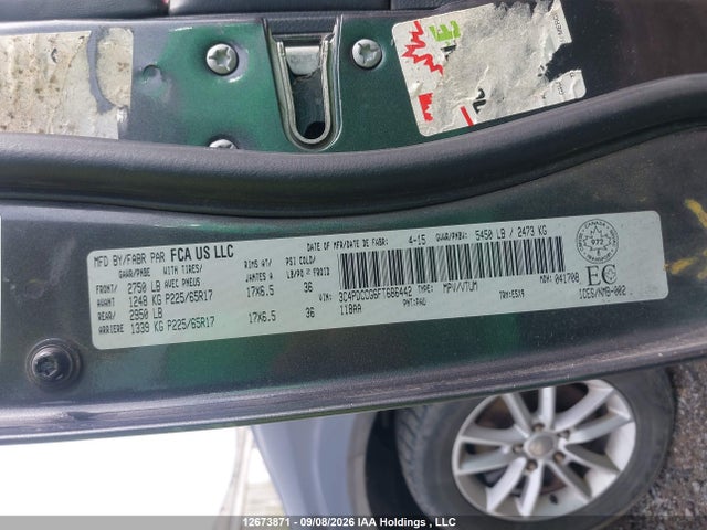 12673871 :رقم المزاد ، 3C4PDCCG6FT686442 vin ، 2015 Dodge Journey Sxt/limited مزاد بيع