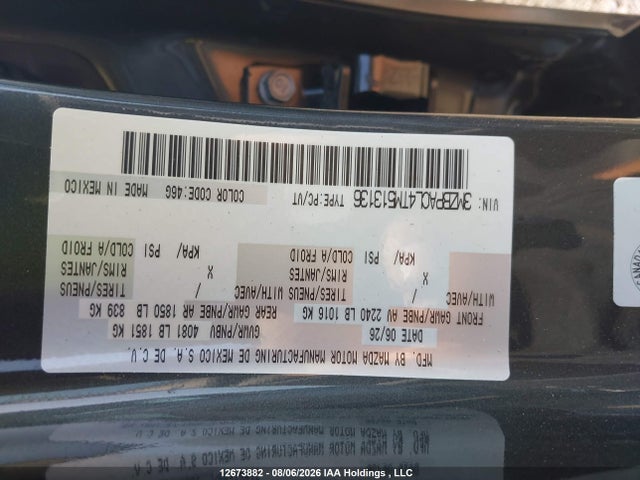 Продаж на аукціоні авто 2026 Mazda Mazda3 Gs, vin: 3MZBPACL4TM513136, номер лоту: 12673882