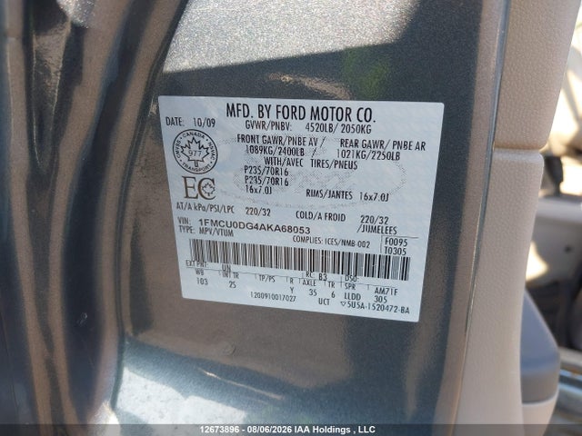 Aukcja sprzedaży 2010 Ford Escape Xlt, vin: 1FMCU0DG4AKA68053, numer aukcji: 12673896