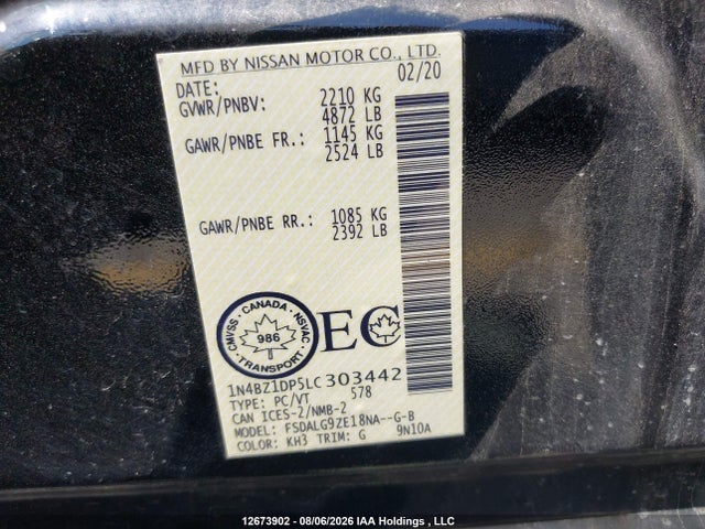 1N4BZ1DP5LC303442 Nissan Leaf S Plus/sl Plus/sv Plus
