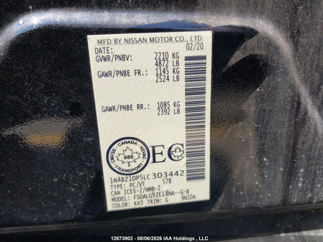 1N4BZ1DP5LC303442 Nissan Leaf S Plus/sl Plus/sv Plus