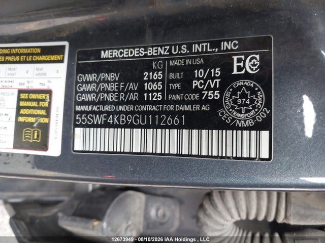 55SWF4KB9GU112661 Mercedes-Benz C 300 4matic