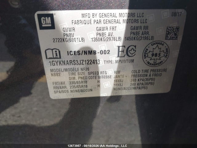 Cadillac XT5 2018 1GYNARS3JZ122413 Image 9