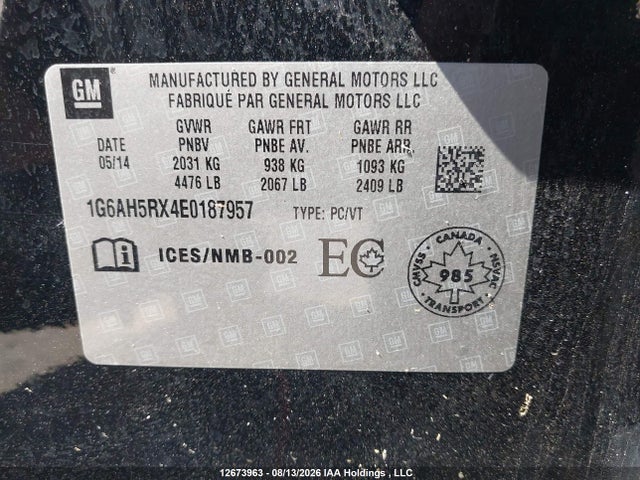 1G6AH5RX4E0187957 Cadillac Ats Turbo Luxury