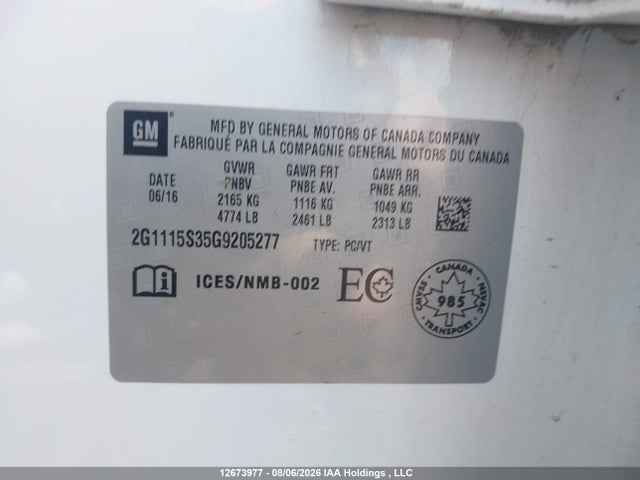 Chevrolet IMPALA LT 2016 2G1115S35G9205277 Image 9
