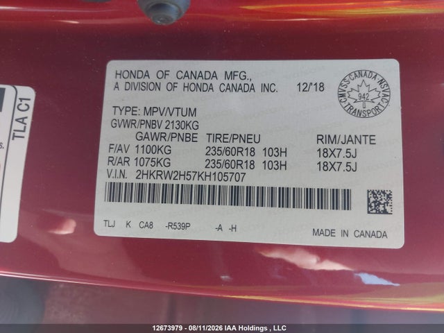 Honda CR-V 2019 2HKRW2H57KH105707 Image 19