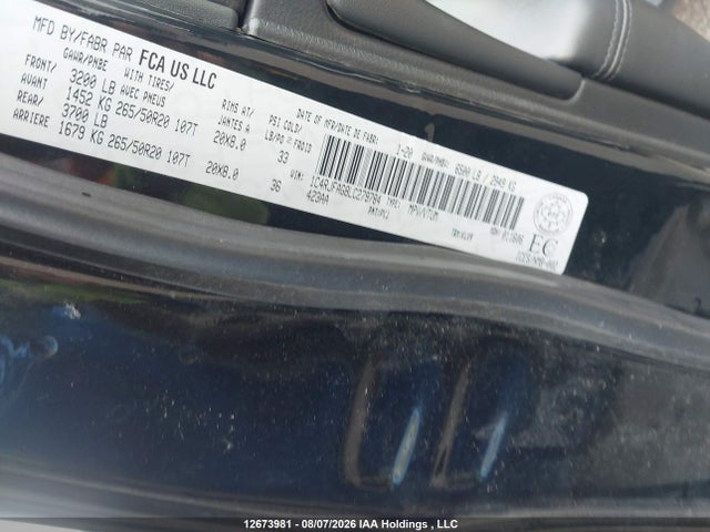 12673981 :رقم المزاد ، 1C4RJFAG8LC279784 vin ، 2020 Jeep Grand Cherokee Laredo مزاد بيع