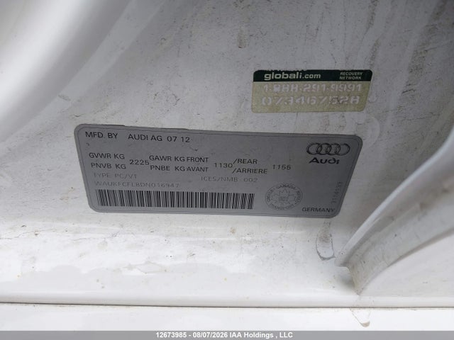 12673985 :رقم المزاد ، WAUKFCFL8DN016947 vin ، 2013 Audi A4 2.0t Premium Plus مزاد بيع