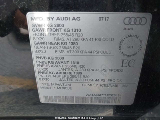 Продаж на аукціоні авто 2018 Audi Sq5 3.0t Progressiv, vin: WA1A4AFY7J2025134, номер лоту: 12674005
