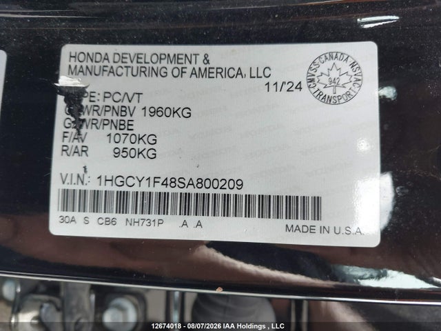 Honda Accord 2025 1HGCY1F48SA800209 Image 20
