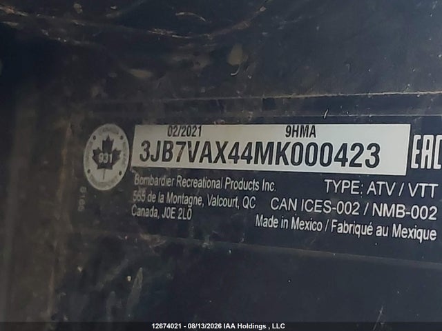 Can-Am Defender Pro Limited Hd10 2021 3JB7VAX44MK000423 Image 9
