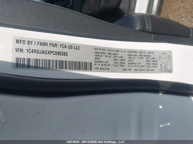 1C4RDJAGXPC695383 Dodge Durango Sxt