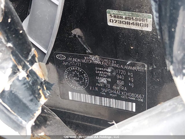 2012 Hyundai Elantra მანქანა იყიდება აუქციონზე, vin: 5NPDH4AEXCH080667, აუქციონის ნომერი: 12674046