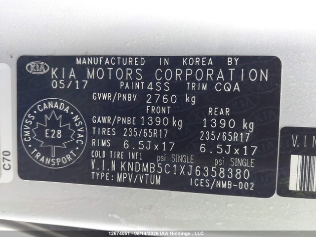 2018 Kia Sedona Lx მანქანა იყიდება აუქციონზე, vin: KNDMB5C1XJ6358380, აუქციონის ნომერი: 12674051