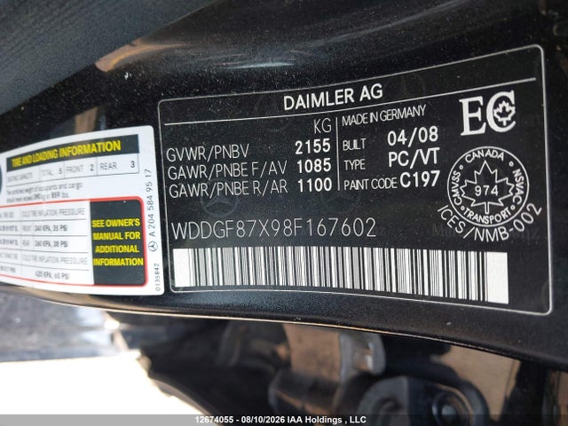 Продажа на аукционе авто 2008 Mercedes-benz C350, vin: WDDGF87X98F167602, номер лота: 12674055
