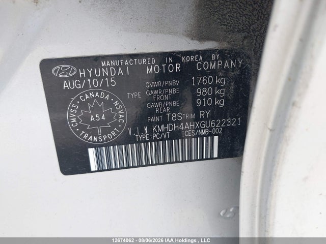 KMHDH4AHXGU622321 Hyundai Elantra Gls