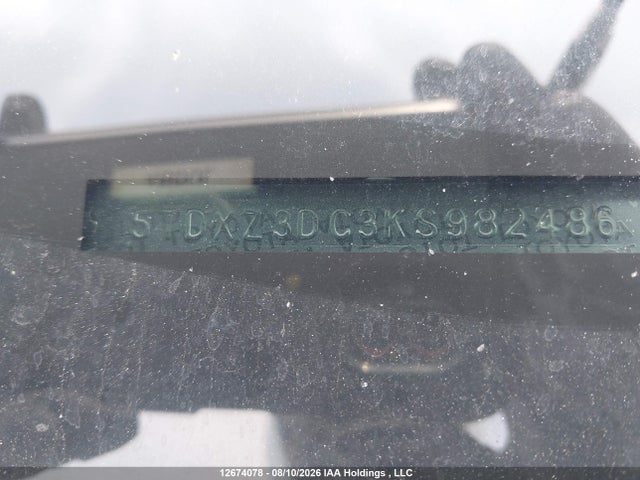 12674078 :رقم المزاد ، 5TDXZ3DC3KS982486 vin ، 2019 Toyota Sienna Se/se Premium مزاد بيع