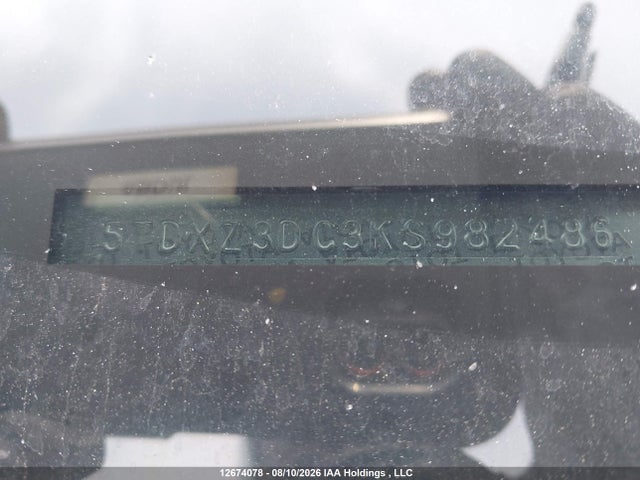 12674078 :رقم المزاد ، 5TDXZ3DC3KS982486 vin ، 2019 Toyota Sienna Se/se Premium مزاد بيع