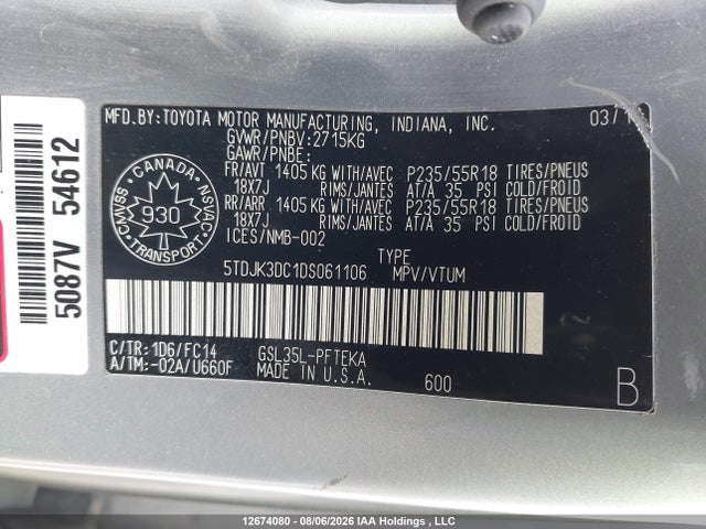 Продаж на аукціоні авто 2013 Toyota Sienna Le, vin: 5TDJK3DC1DS061106, номер лоту: 12674080