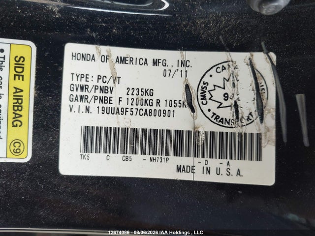2012 Acura Tl მანქანა იყიდება აუქციონზე, vin: 19UUA9F57CA800901, აუქციონის ნომერი: 12674086