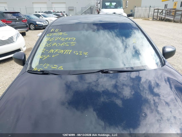 2012 Infiniti G37 მანქანა იყიდება აუქციონზე, vin: JN1CV6AR1CM670655, აუქციონის ნომერი: 12674099