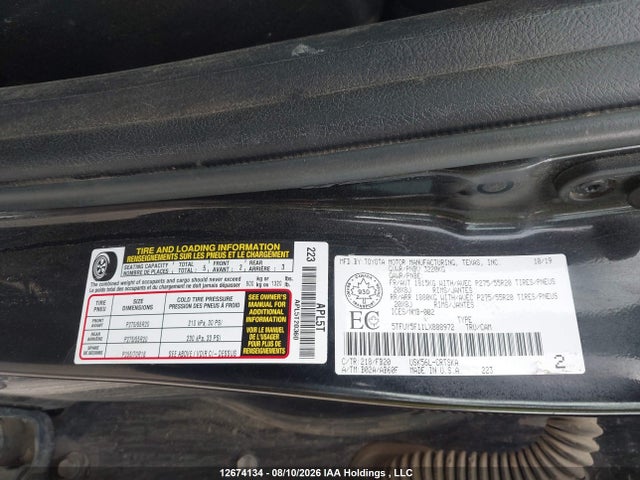 2020 Toyota Tundra მანქანა იყიდება აუქციონზე, vin: 5TFUY5F11LX888972, აუქციონის ნომერი: 12674134