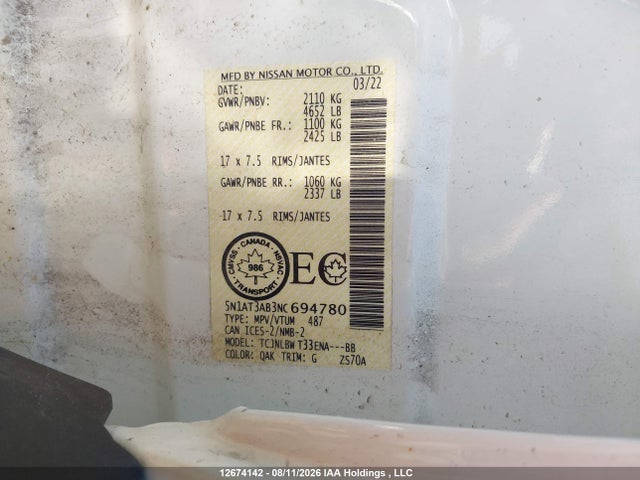 Nissan ROGUE S 2022 5N1AT3AB3NC694780 Image 17