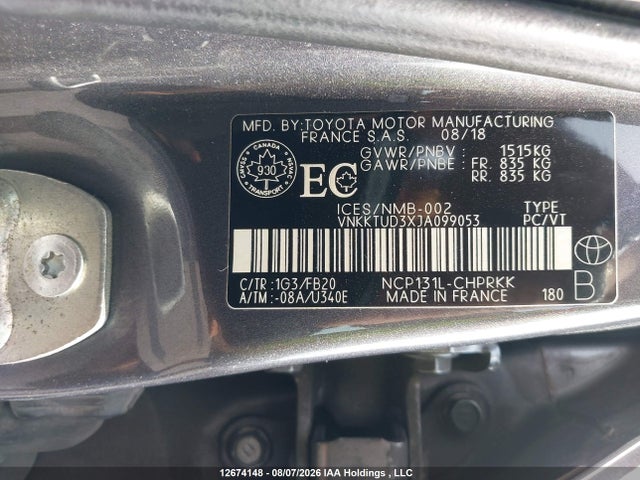 VNKKTUD3XJA099053 Toyota YARIS LE