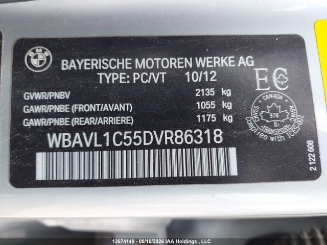 Продаж на аукціоні авто 2013 Bmw X1 Xdrive28i, vin: WBAVL1C55DVR86318, номер лоту: 12674149
