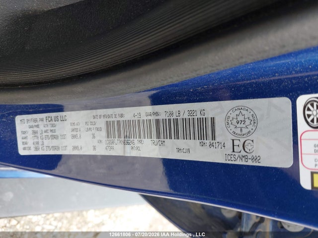 12661806 :رقم المزاد ، 1C6SRFLT7KN836246 vin ، 2019 Ram 1500 Rebel مزاد بيع