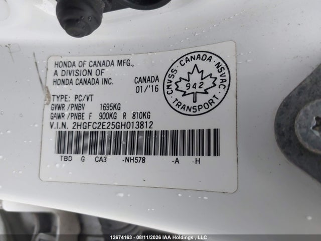 Honda Civic Dx 2016 2HGFC2E25GH013812 Image 9
