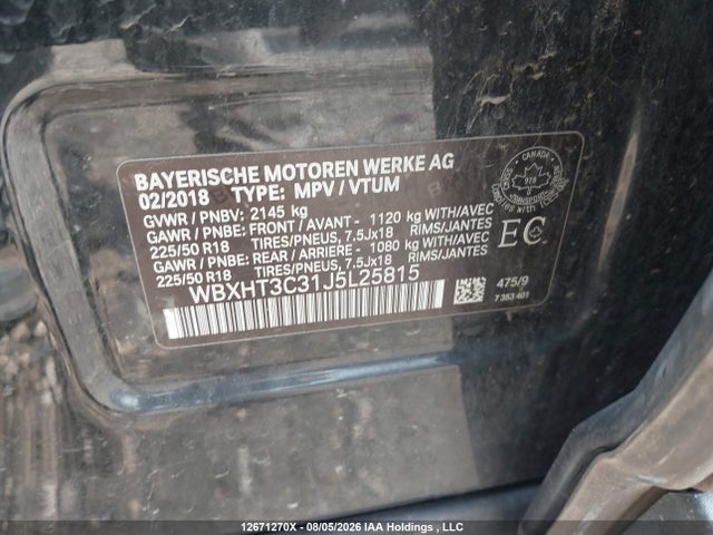 Aukcja sprzedaży 2018 Bmw X1 Xdrive28i, vin: WBXHT3C31J5L25815, numer aukcji: 12671270