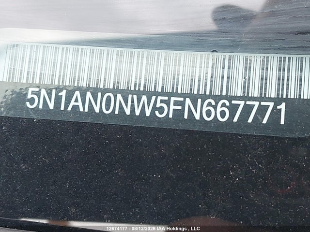 Aukcja sprzedaży 2015 Nissan Xterra X/s/pro-4x, vin: 5N1AN0NW5FN667771, numer aukcji: 12674177