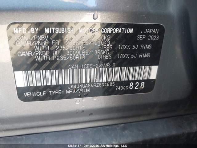 JA4J4UA86RZ604885 Mitsubishi Outlander Es