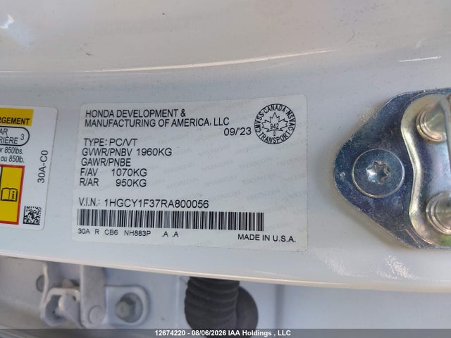 Honda ACCORD EX 2024 1HGCY1F37RA800056 Image 9