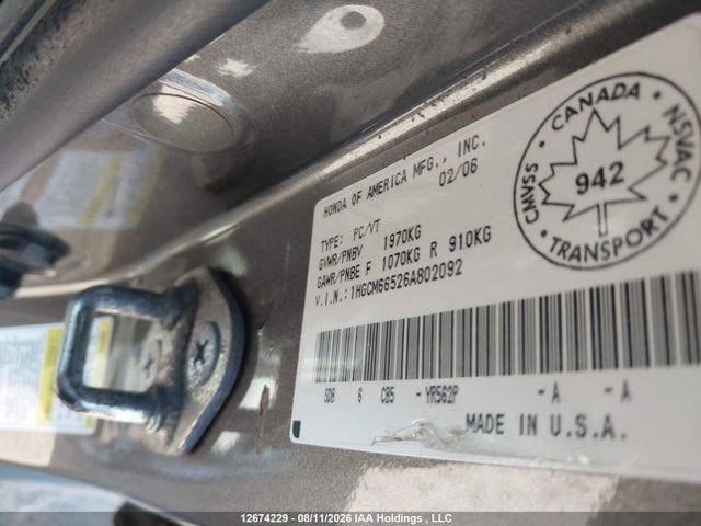 Aukcja sprzedaży 2006 Honda Accord Ex V6, vin: 1HGCM66526A802092, numer aukcji: 12674229