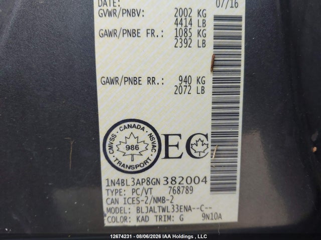 Nissan Altima 2016 1N4BL3AP8GN382004 Image 18
