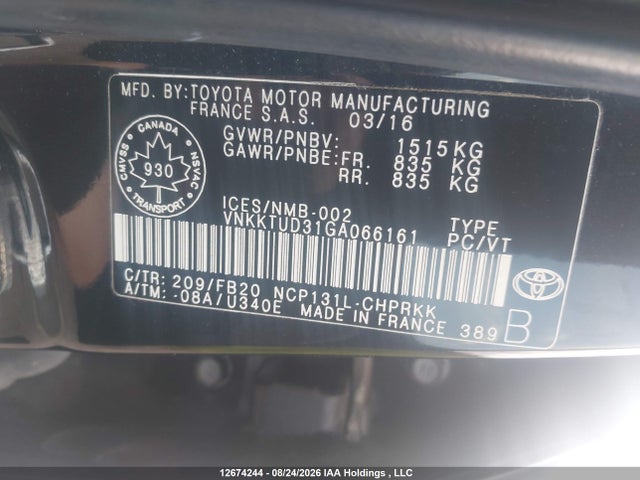VNKKTUD31GA066161 Toyota YARIS LE
