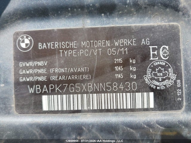 Aukcja sprzedaży 2011 Bmw 3 Series, vin: WBAPK7G5XBNN58430, numer aukcji: 12659955