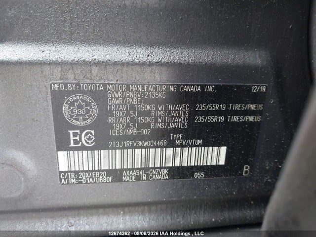 Toyota RAV4 2019 2T3J1RFV3KW004468 Image 9