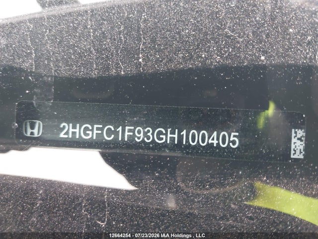 Продаж на аукціоні авто 2016 Honda Civic Touring, vin: 2HGFC1F93GH100405, номер лоту: 12664254
