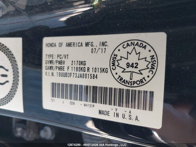 19UUB3F73JA801584 Acura Tlx Elite