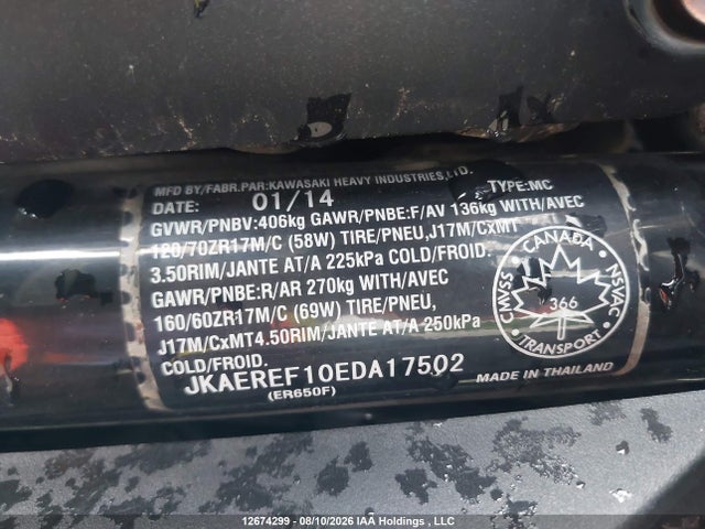 Kawasaki Er650 Ff 2014 JKAEREF10EDA17502 Image 14