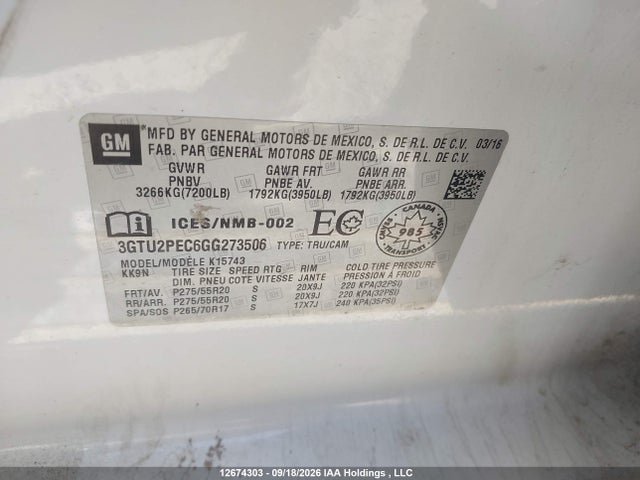 GMC Sierra 1500 Denali 2016 3GTU2PEC6GG273506 Image 22