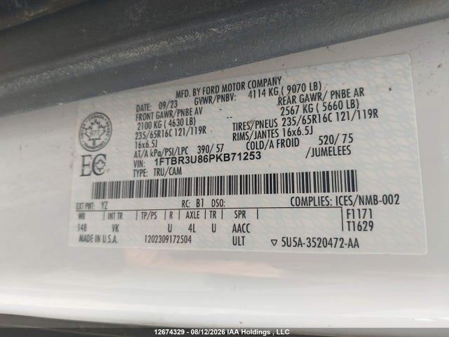 Ford Transit T-250 2023 1FTBR3U86PKB71253 Image 9