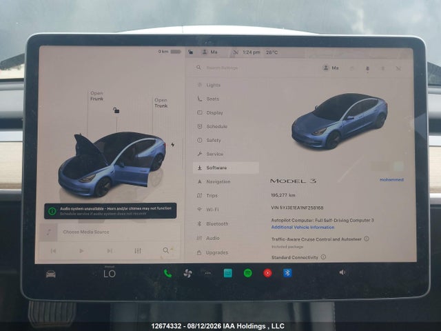 12674332 :رقم المزاد ، 5YJ3E1EA1NF258168 vin ، 2022 Tesla Model 3 Rwd/standard Range مزاد بيع