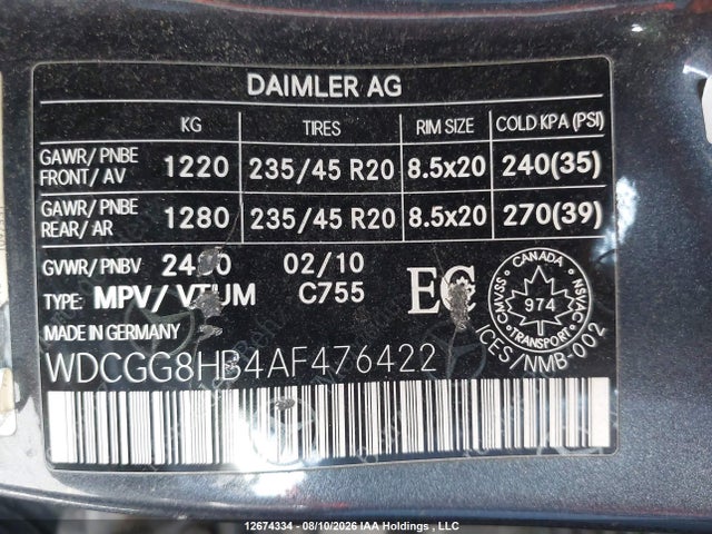 2010 Mercedes-benz Glk 350 4matic მანქანა იყიდება აუქციონზე, vin: WDCGG8HB4AF476422, აუქციონის ნომერი: 12674334